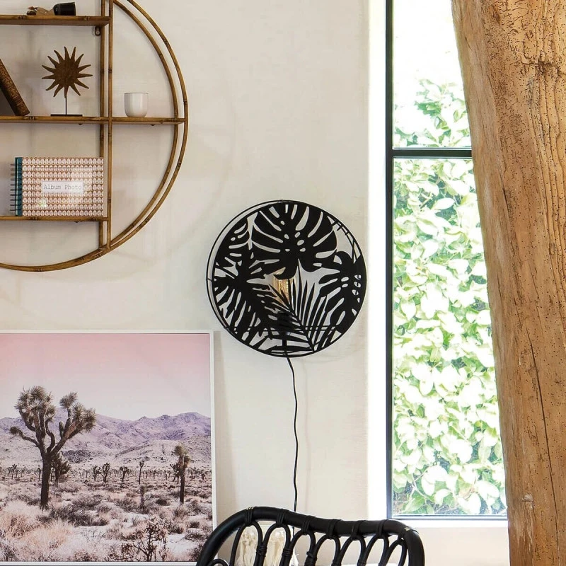 Applique Métal Noir Feuilles Olas Atmosphera 5 Applique Métal Noir Feuilles Olas Atmosphera – Image 5