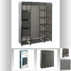 Armoire 1 Penderie + étagères + Boites Gris 5Five -ATMOS Boutique armoire 1 penderie etagere grise 4