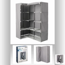 Armoire D'angle 1 Penderie / 10 étagères Gris Atmosphera -ATMOS Boutique armoire d angle 1 penderie 10 etageres gris atmosphera 2