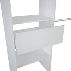 Demeyere Dressing Extensible Blanc Perle Avec Rideau Taupe -ATMOS Boutique armoire placard extensible avec rideau blanc perle 5