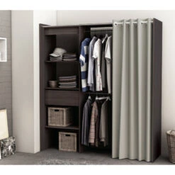 Demeyere Armoire/Placard Extensible SEATTLE Avec Rideau Chêne Vulcano -ATMOS Boutique armoire placard extensible seattle avec rideau chene vulcano 3