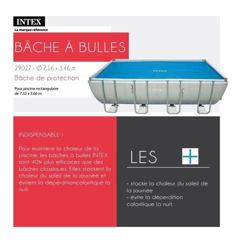 Bâche à Bulles Rectangulaire Pour Piscine 7.32 X 3.66 M Intex 2 Bâche à Bulles Rectangulaire Pour Piscine 7.32 X 3.66 M Intex – Image 2