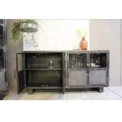 Buffet Métal Noir Jodhpur 4 Portes -ATMOS Boutique buffet metal jodhpur portes inditime 2