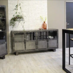 Buffet Métal Noir Jodhpur 4 Portes -ATMOS Boutique buffet metal jodhpur portes inditime 3