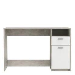 Demeyere Bureau Détroit Béton 1 Porte + 1 Niche + 1 Tiroir -ATMOS Boutique bureau detroit blanc beton 1 porte 1 niche 1 tiroir 2