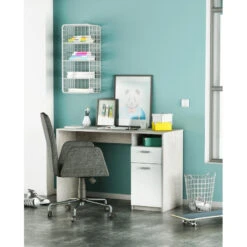 Demeyere Bureau Détroit Béton 1 Porte + 1 Niche + 1 Tiroir -ATMOS Boutique bureau detroit blanc beton 1 porte 1 niche 1 tiroir 4