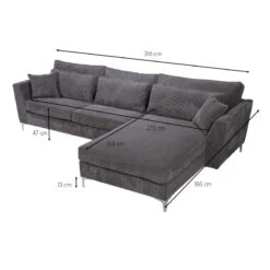 Canapé Angle Droit Isla Velours Côtelé Gris -ATMOS Boutique canape angle droit gris isla 6