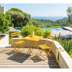 Chaise Métal Pliante Greensboro Moutarde Hespéride -ATMOS Boutique chaise greensboro hesperide moutarde 1 3