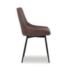 Chaise Mirano Coloris Brun Acier Microfibre -ATMOS Boutique chaise mirano coloris brun 1 2