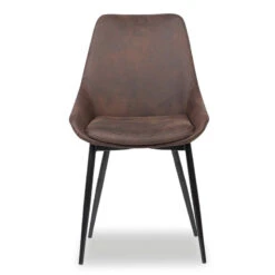 Chaise Mirano Coloris Brun Acier Microfibre -ATMOS Boutique chaise mirano coloris brun 1 3