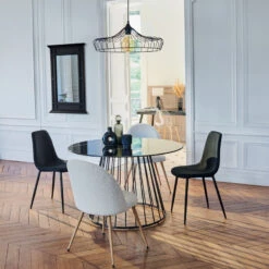 Chaise Tissu Et Métal Tyka Noir Atmosphera -ATMOS Boutique chaise tissu et metal tyka noir atmosphera 1