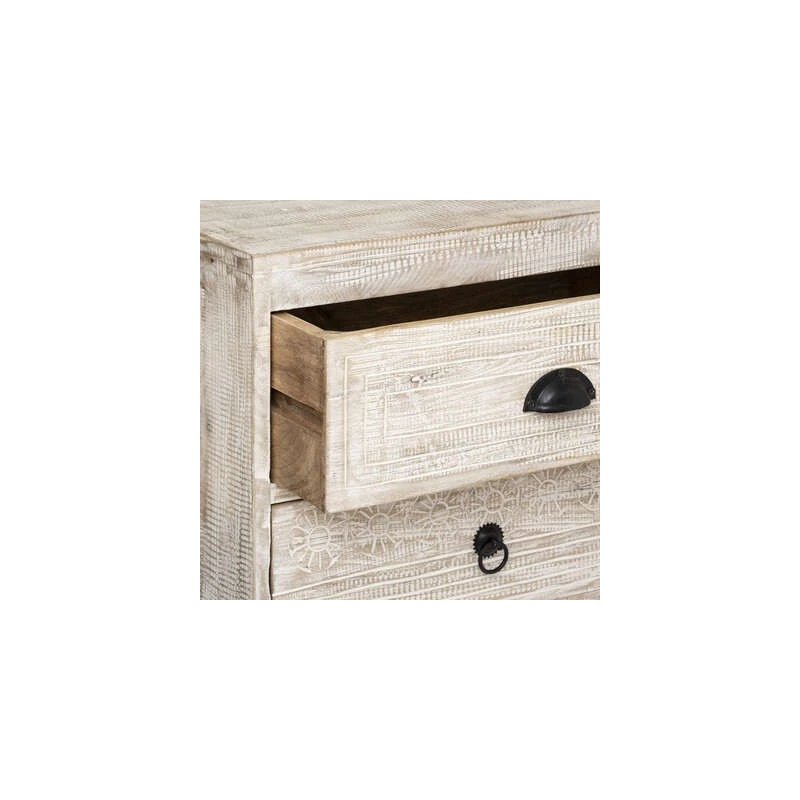 Chevet 3 Tiroirs Bois Blanchi Ajay Atmosphera 6 Chevet 3 Tiroirs Bois Blanchi Ajay Atmosphera – Image 6