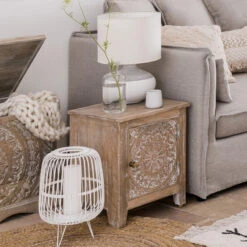 Chevet Shirel 1 Porte Bois Blanchi Atmosphera -ATMOS Boutique chevet shirel 1 porte bois blanchi atmosphera 4