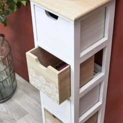 Chiffonnier 4 Tiroirs Chic Naturel Et Blanc -ATMOS Boutique chiffonnier 4 tiroirs chic naturel et blanc 1 2