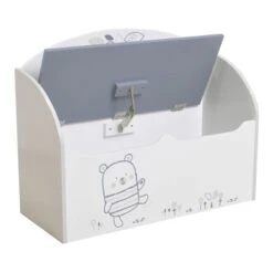 Demeyere Coffre à Jouets Bear Gris Et Blanc -ATMOS Boutique coffre a jouets blanc gris nounours 2