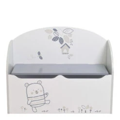 Demeyere Coffre à Jouets Bear Gris Et Blanc -ATMOS Boutique coffre a jouets blanc gris nounours 3