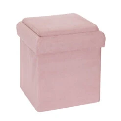 Coffre Pouf Pliable Rose Compatible Briques -ATMOS Boutique coffre pouf pliable rose compatible briques 1 2