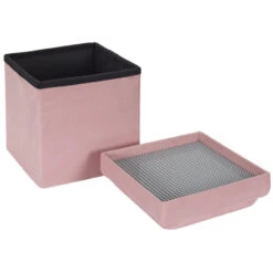 Coffre Pouf Pliable Rose Compatible Briques -ATMOS Boutique coffre pouf pliable rose compatible briques 1 3