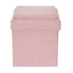Coffre Pouf Pliable Rose Compatible Briques -ATMOS Boutique coffre pouf pliable rose compatible briques 1 4