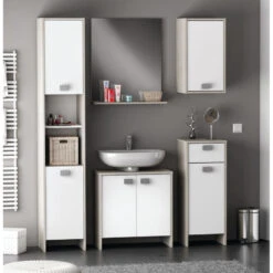 Demeyere Colonne 2 Portes HONOLULU Blanc/chêne Champagne -ATMOS Boutique colonne 2 portes honolulu blanc chene champagne 3