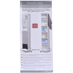 Colonne Pivotante Blanche Avec Miroir Et Niches -ATMOS Boutique colonne miroir base pivotante 2