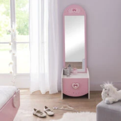 Demeyere Commode Enfant Coiffeuse Anastasia Blanche Et Rose -ATMOS Boutique commmode enfant coiffeuse mulan blanche et rose 2