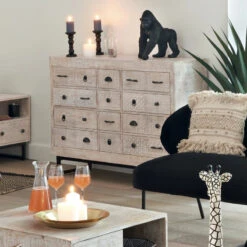 Commode 12 Tiroirs Ajay Manguier Sculpté Atmosphera -ATMOS Boutique commode 12 tiroirs ajay manguier sculpte atmosphera 7