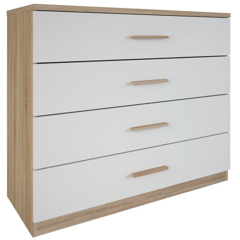 Demeyere Commode 4 Tiroirs Lena Blanc Et Naturel 1 Demeyere Commode 4 Tiroirs Lena Blanc Et Naturel