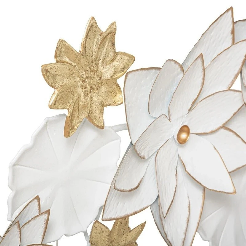 Déco Murale Métal Fleurs Folk Blanc Et Doré 80x42 Atmosphera 2 Déco Murale Métal Fleurs Folk Blanc Et Doré 80x42 Atmosphera – Image 2