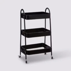 Desserte 3 Niveaux à Roulettes Métal Noir 5Five -ATMOS Boutique desserte 3 niveaux a roulettes metal noir 5five 4