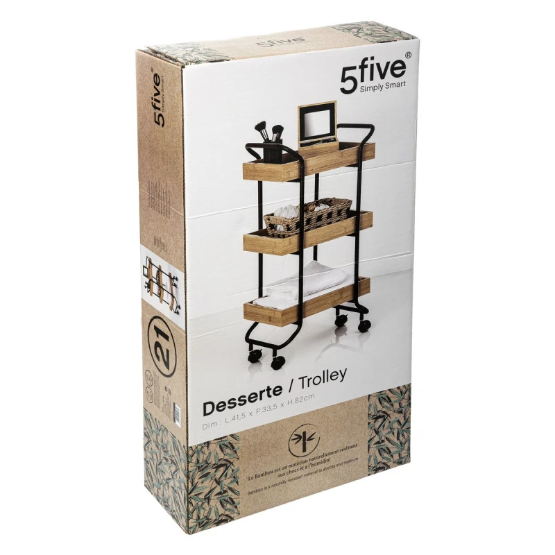 Desserte 3 Niveaux Bambou Et Métal 5Five 2 Desserte 3 Niveaux Bambou Et Métal 5Five – Image 2