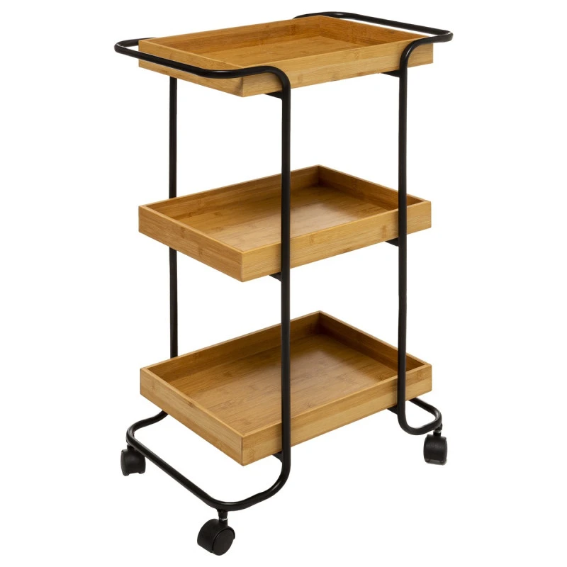 Desserte 3 Niveaux Bambou Et Métal 5Five 1 Desserte 3 Niveaux Bambou Et Métal 5Five