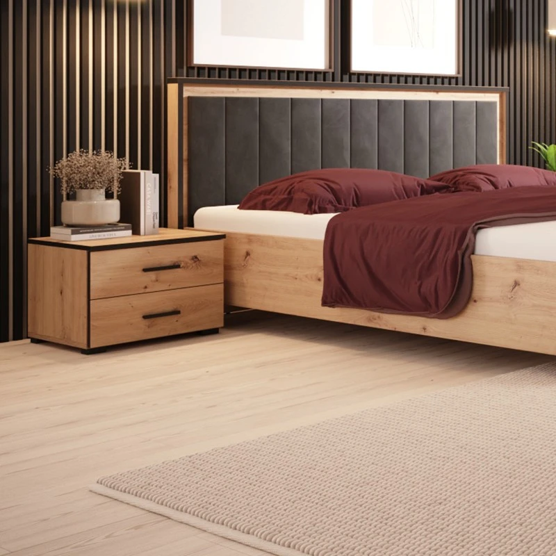 Ensemble De 2 Chevets 2 Tiroirs Nantes Noir Et Bois 2 Ensemble De 2 Chevets 2 Tiroirs Nantes Noir Et Bois – Image 2