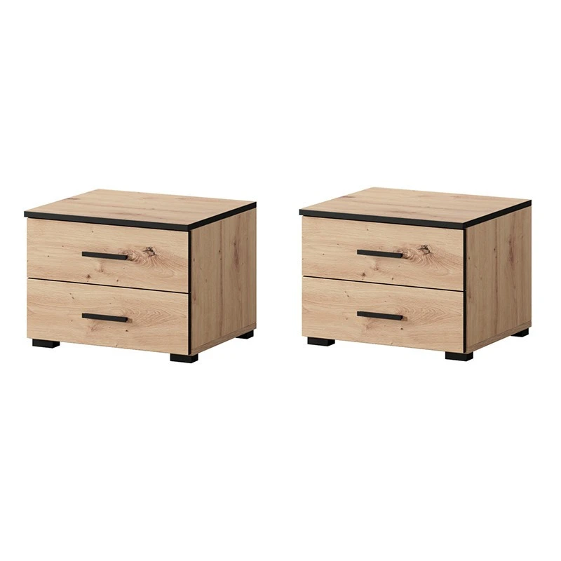 Ensemble De 2 Chevets 2 Tiroirs Nantes Noir Et Bois 1 Ensemble De 2 Chevets 2 Tiroirs Nantes Noir Et Bois