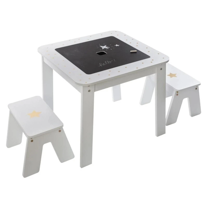 Ensemble Table + 2 Tabourets Enfant Blanc Doré Dream Atmosphera 7 Ensemble Table + 2 Tabourets Enfant Blanc Doré Dream Atmosphera – Image 7