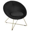Fauteuil Evan Noir Piètement Doré Atmosphera