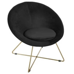 Fauteuil Evan Noir Piètement Doré Atmosphera