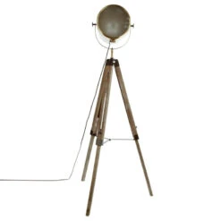 Lampadaire Métal Et Bois Ebor Bronze Atmosphera