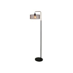 Lampadaire Métal Noir Et Doré Grillage Ostaria -ATMOS Boutique lampadaire metal noir et dore grillage ostaria 2