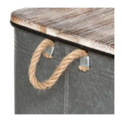 Lot De 3 Malles Métal Gris Plateau Bois Atmosphera -ATMOS Boutique lot de 3 malles metal gris plateau bois atmosphera 1 8