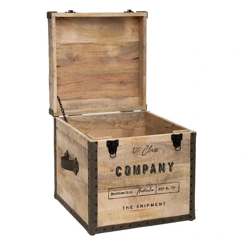 Malle Pouf Vintage En Bois Atmosphera 3 Malle Pouf Vintage En Bois Atmosphera – Image 3