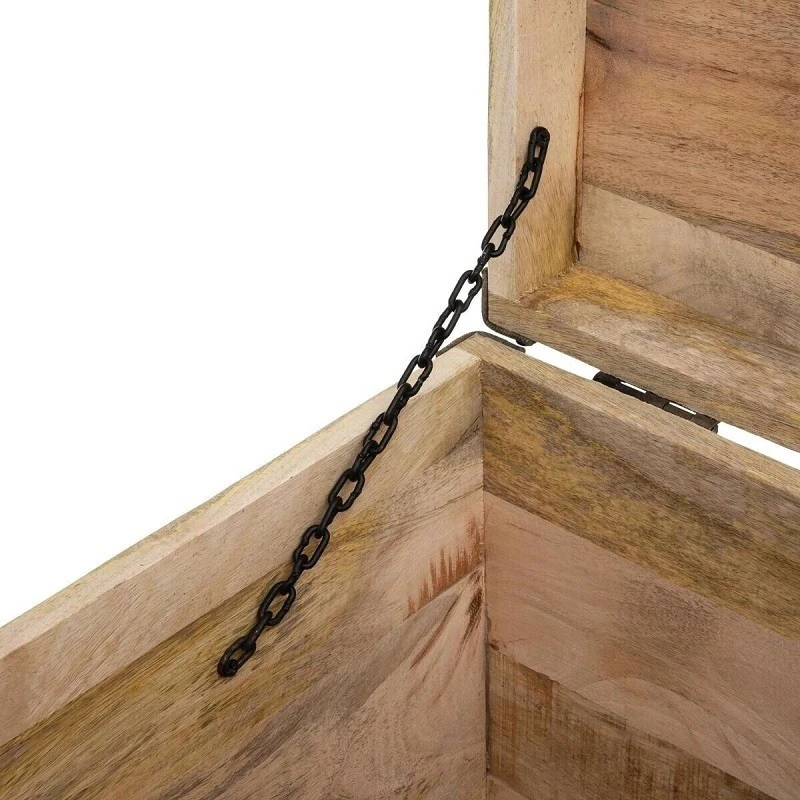 Malle Pouf Vintage En Bois Atmosphera 4 Malle Pouf Vintage En Bois Atmosphera – Image 4