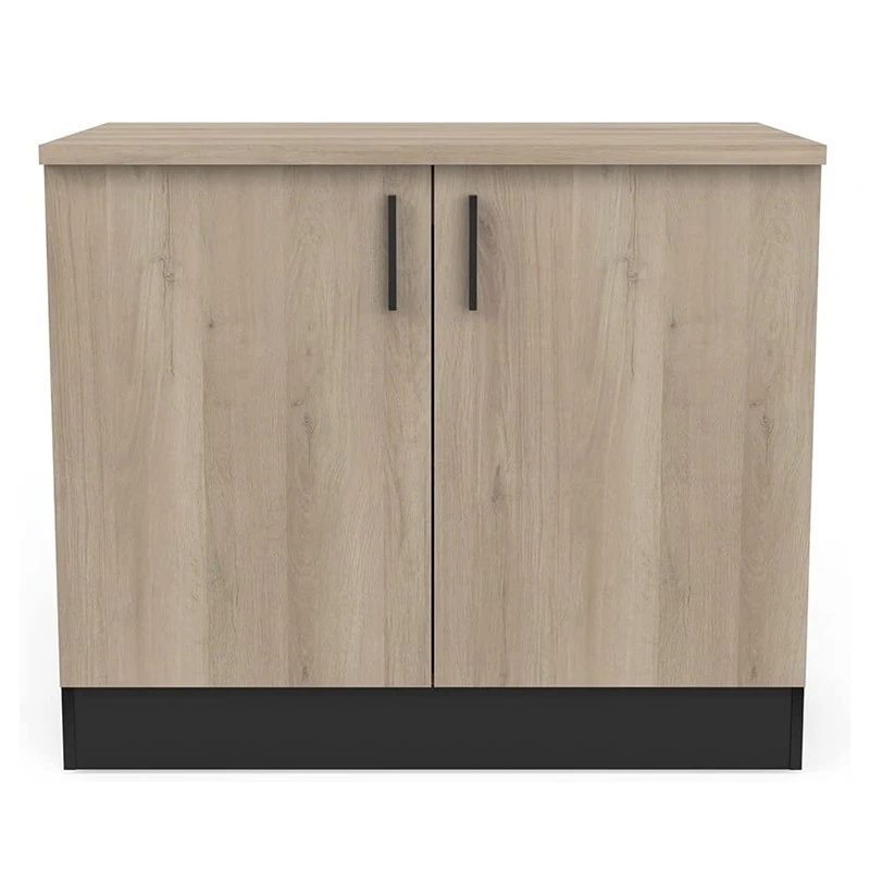 Demeyere Meuble Bas 2 Portes 100 Cm Origan Noir Et Bois 2 Demeyere Meuble Bas 2 Portes 100 Cm Origan Noir Et Bois – Image 2
