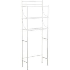 Meuble Dessus WC 3 Tablettes Métal Blanc