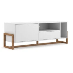 Meuble TV 2 Portes 2 Niches Oslo Blanc -ATMOS Boutique meuble tv 2 portes 2 niches oslo blanc 6