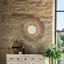 Miroir Rond 80 Cm En Roseau Ael Atmosphera -ATMOS Boutique miroir rond 80 cm en roseau ael atmosphera 3