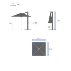Parasol Décentré Carré Manoa Bleu Canard Hespéride -ATMOS Boutique parasol decentre carre manoa bleu canard hesperide 3