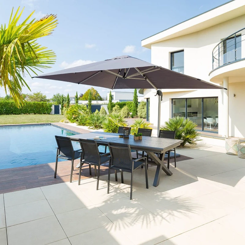 Parasol Déporté Rectangulaire Equador Ardoise Hespéride 1 Parasol Déporté Rectangulaire Equador Ardoise Hespéride
