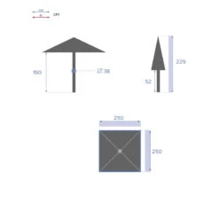 Parasol Droit Carré 2,5x2,5m Soya Jaune Moutarde Hespéride -ATMOS Boutique parasol droit carre 25x25m soya jaune moutarde hesperide 6