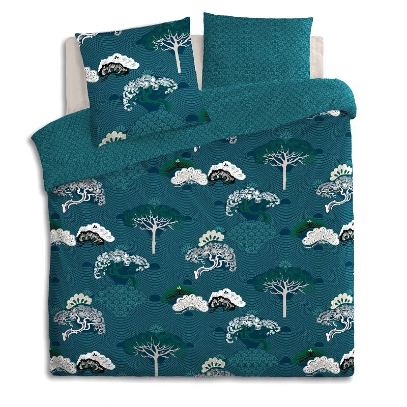 Parure De Lit Atsuko Bleu Canard 240x220 Atmosphera 2 Parure De Lit Atsuko Bleu Canard 240x220 Atmosphera – Image 2